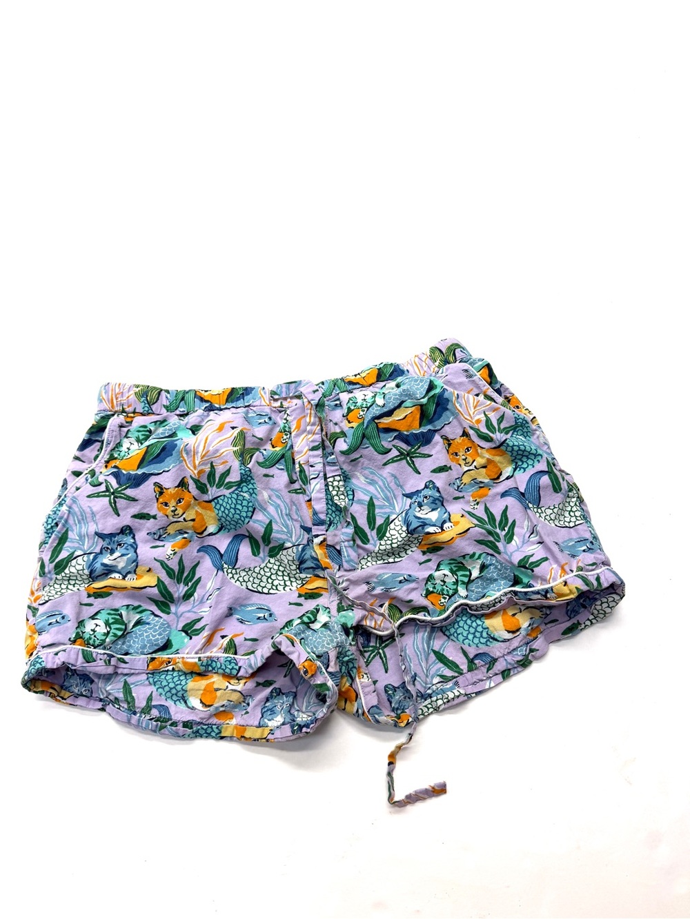 Printfresh Lilac Mercat Mermaid Cat Print Women's Lounge Pajama Shorts